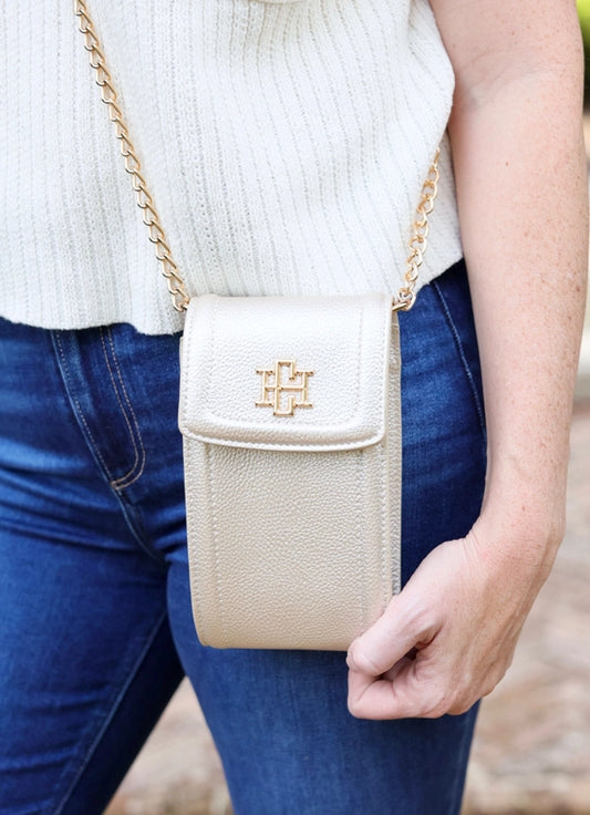 Paige Cell Phone Crossbody in Pearl