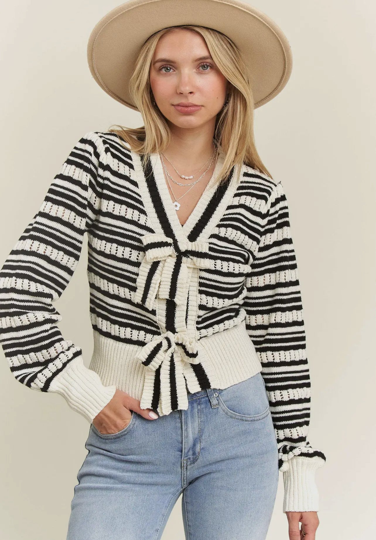 Bow Striped Sweater
