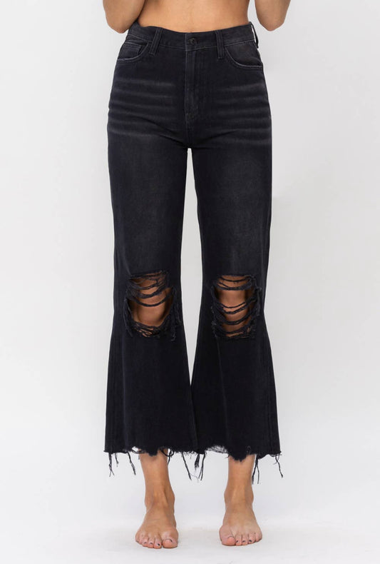 Black 90s Vintage Cropped Flares