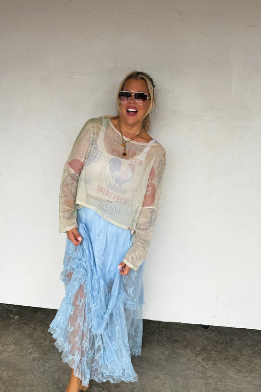 Blooming Maxi Skirt in Sky Blue