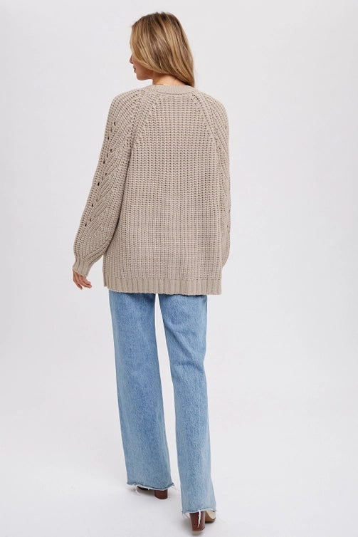 Mushroom Chunky Pointelle Cardigan
