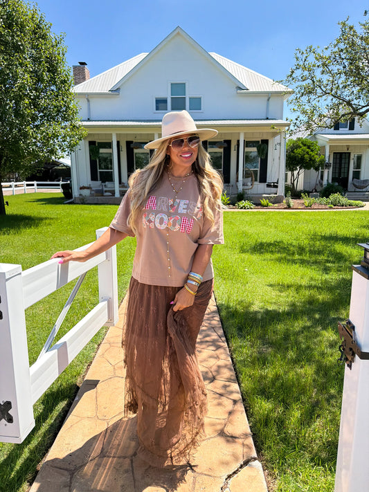 Autumn Blooming Maxi Skirt in Brown
