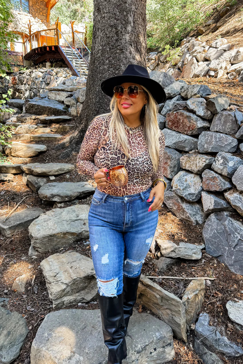 Cheetah Mesh Top