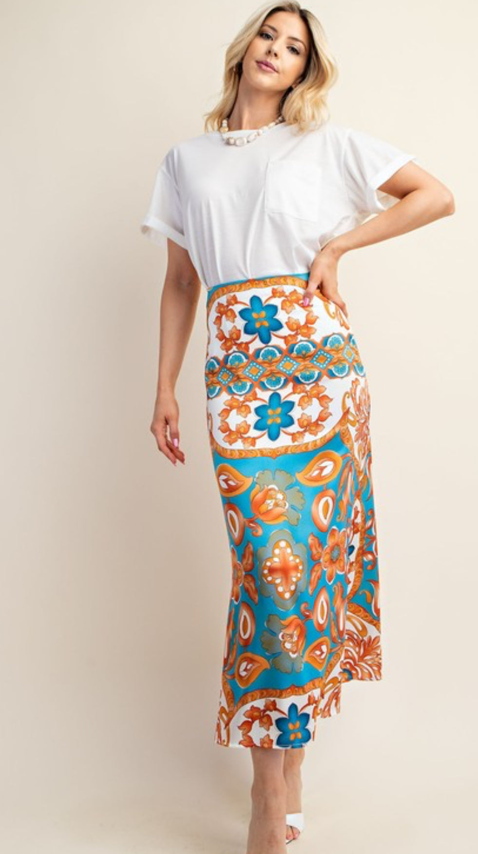 Satin Midi Skirt