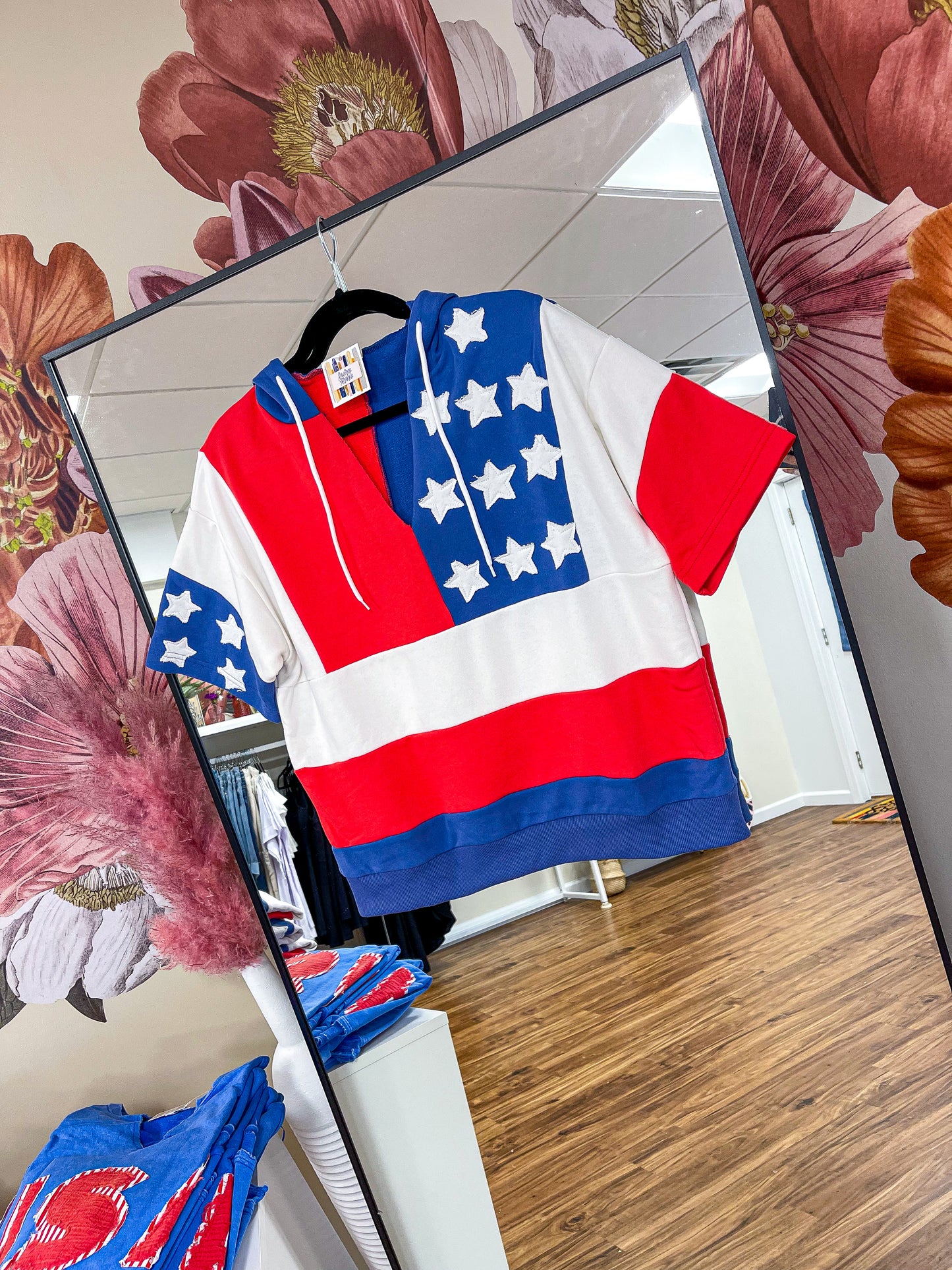American Flag Short Sleeve Hoodie