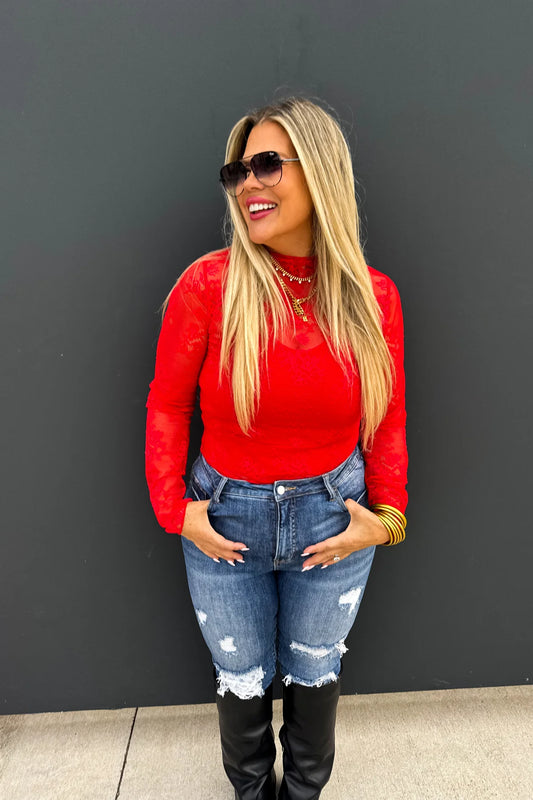 Roxy Red Lace Top