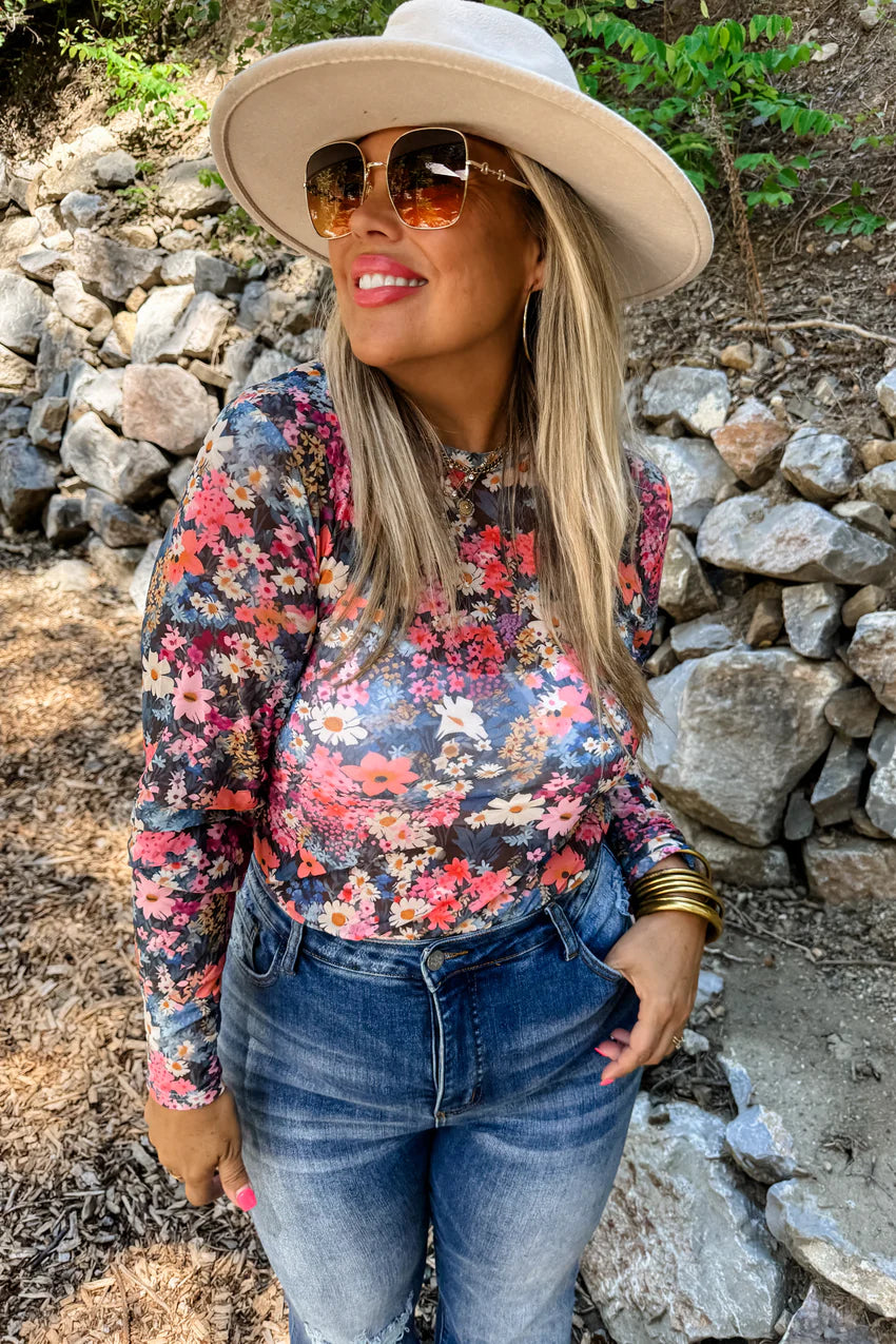 Floral Mesh Top