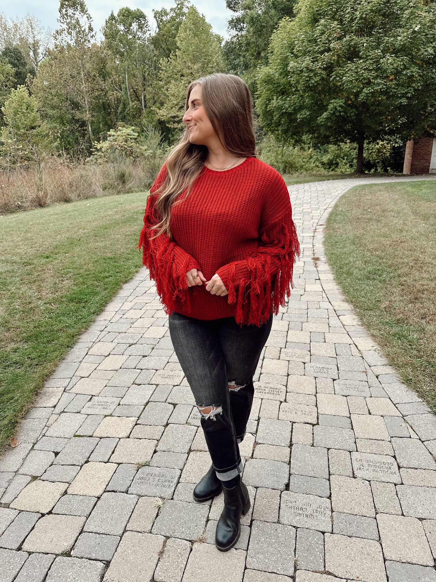 Burgundy Fringe Sweater