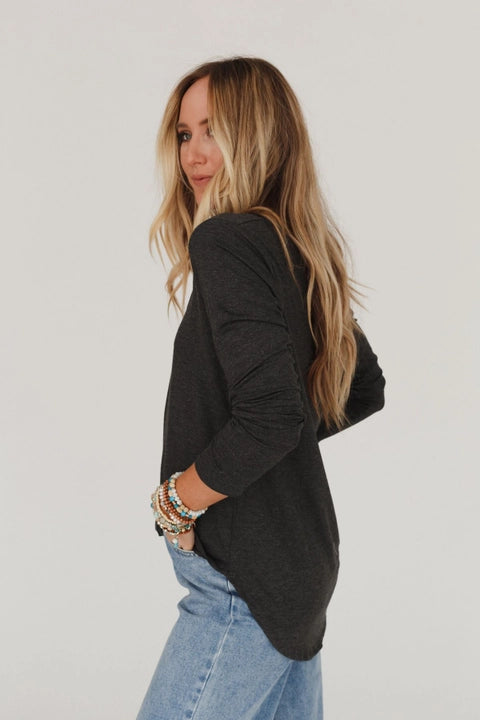 Charcoal Long Sleeve Bralette Tee