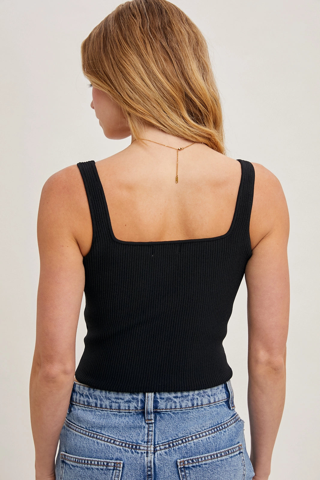 Essential Ribbed Black Tank
