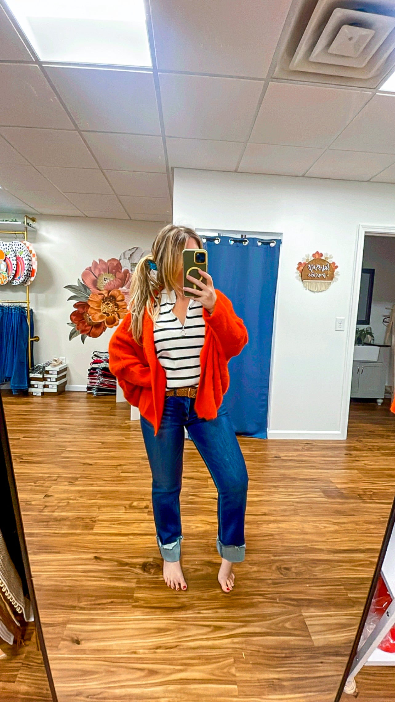 Fuzzy Orange Cardigan