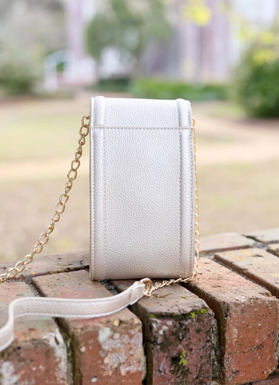 Paige Cell Phone Crossbody in Pearl