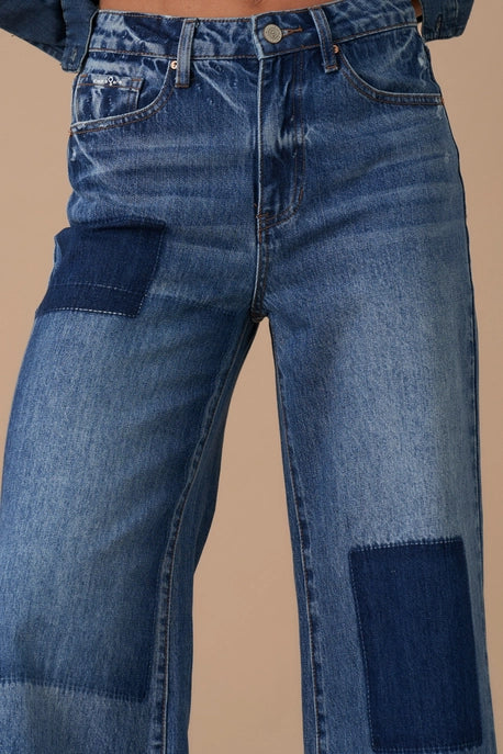 Relaxed Wide Leg Patchwork Jean