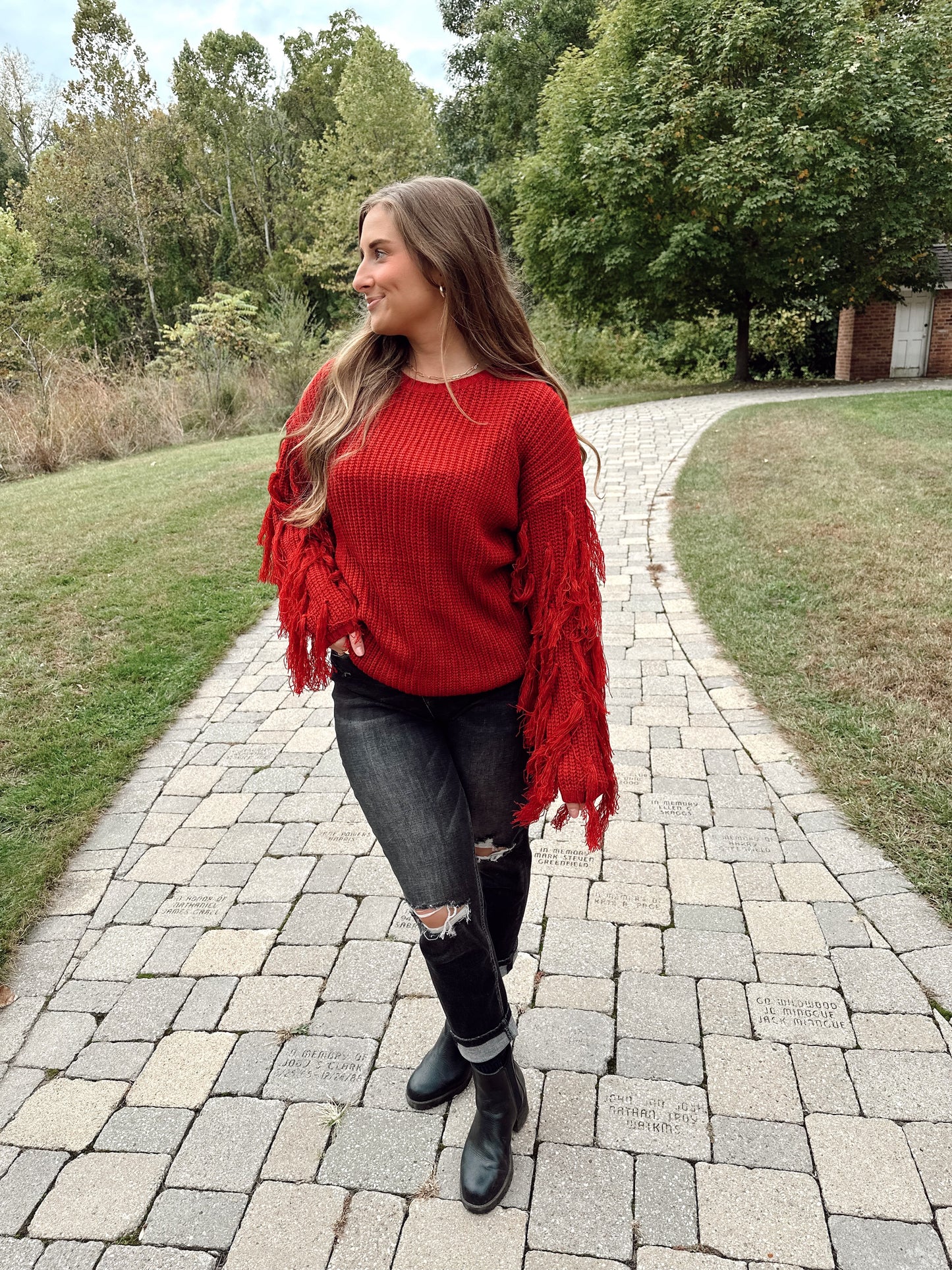 Burgundy Fringe Sweater