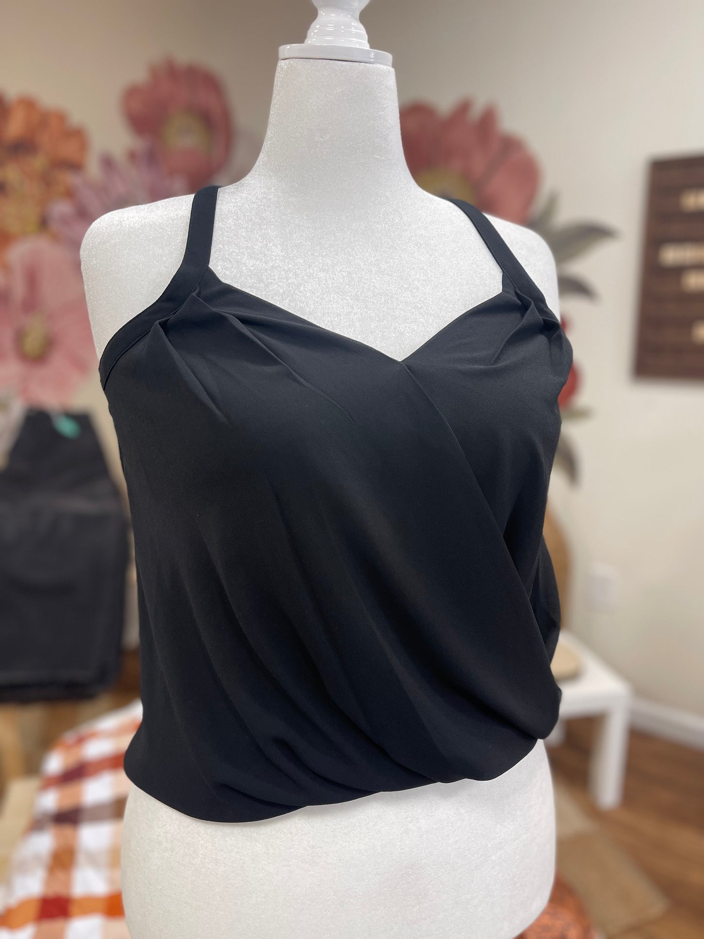 Black Surplice Tank