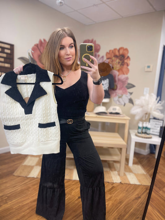 Cable Knit Collared Top