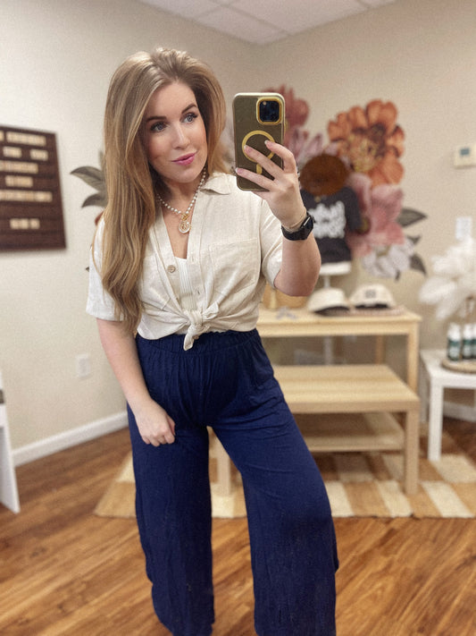 Navy Asymmetrical Pants