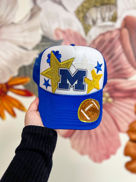 Custom Team Trucker Hat | Navy, Royal Blue, Maize, Gold