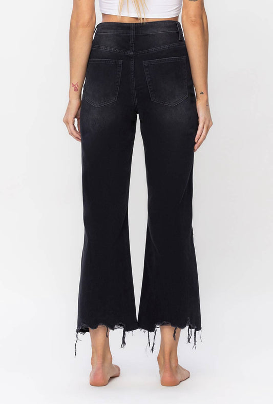 Black 90s Vintage Cropped Flares