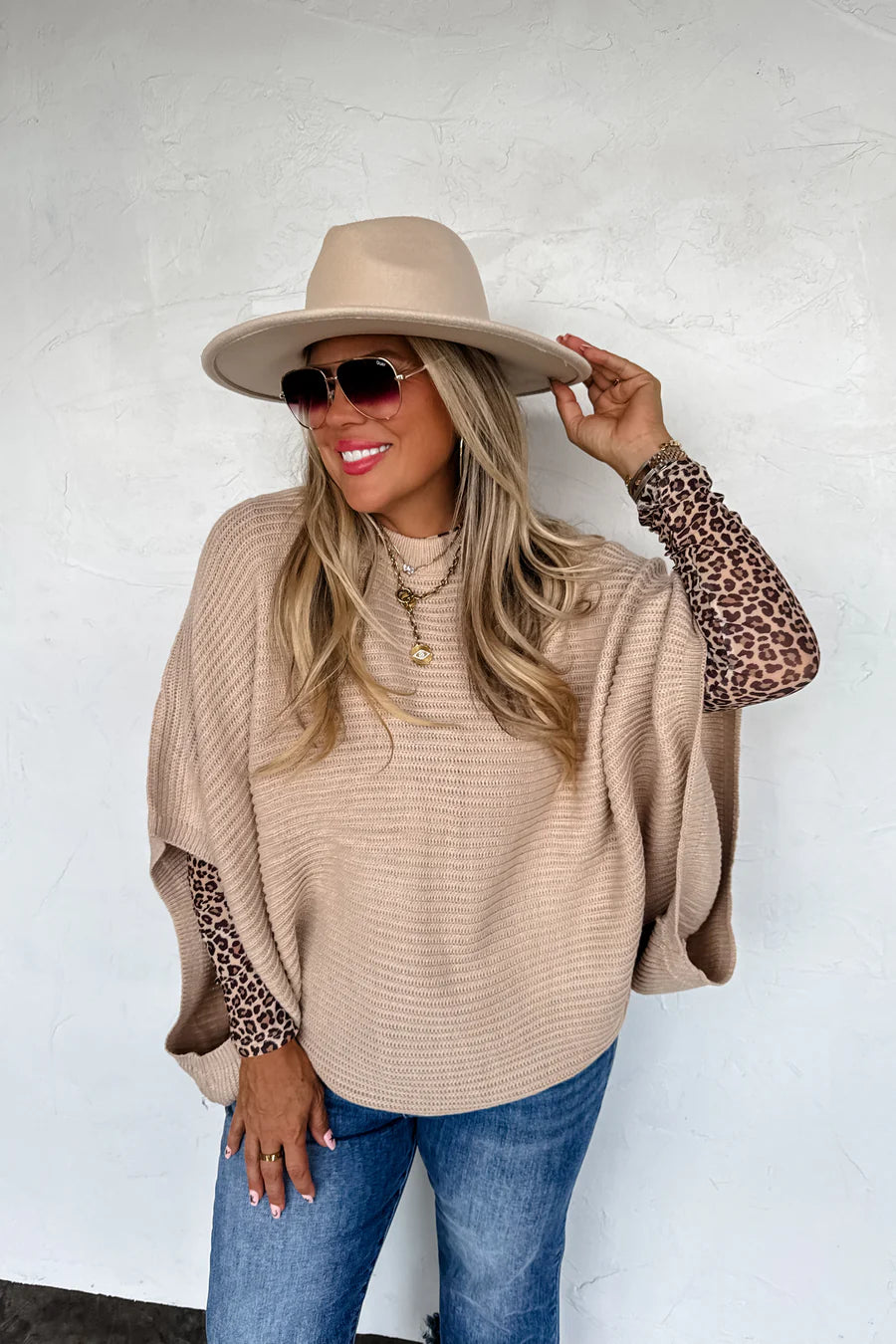 Fall Meg Pullover Poncho in Beige