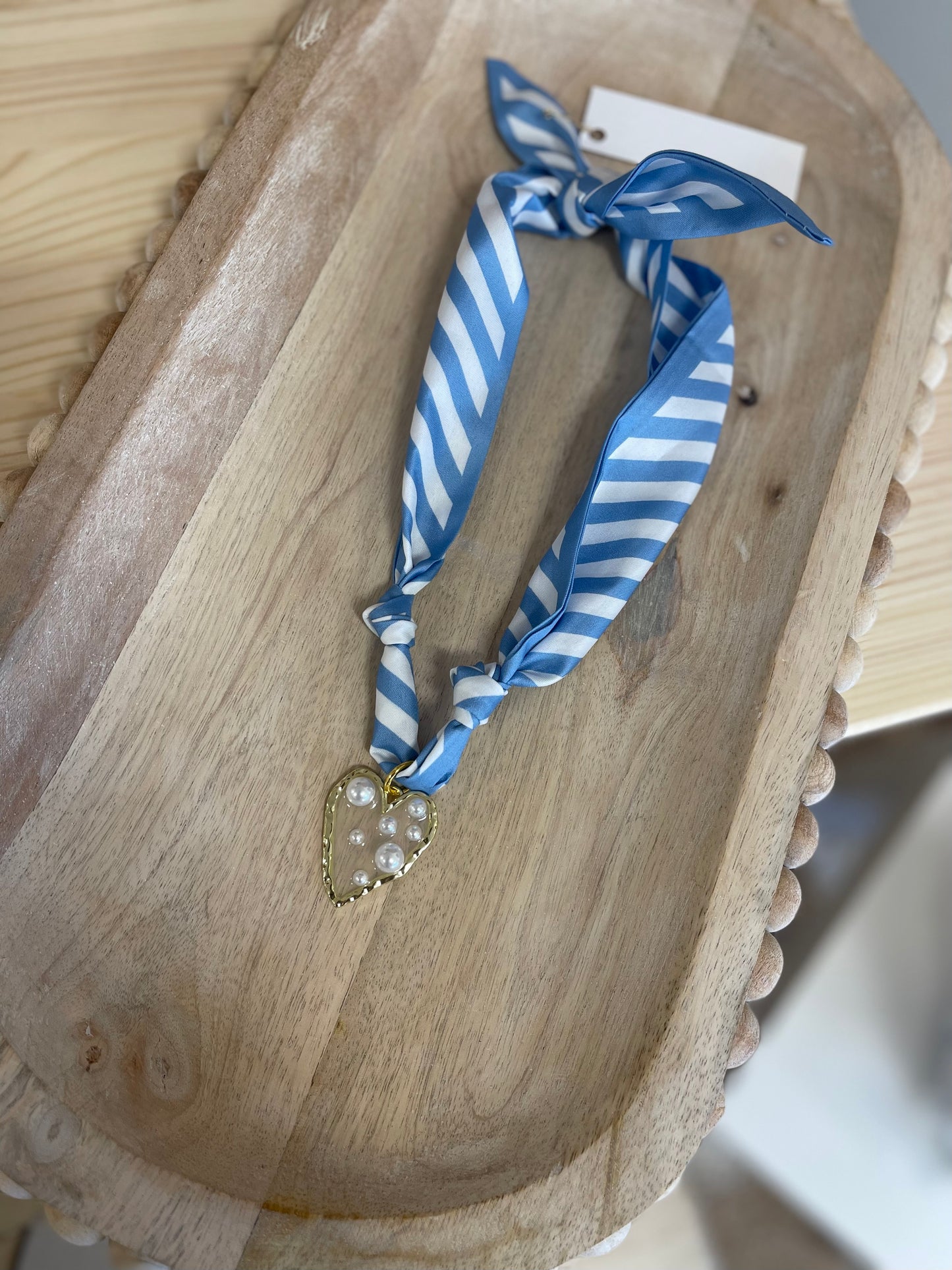 Blue Stripe Trendy Scarf Necklace