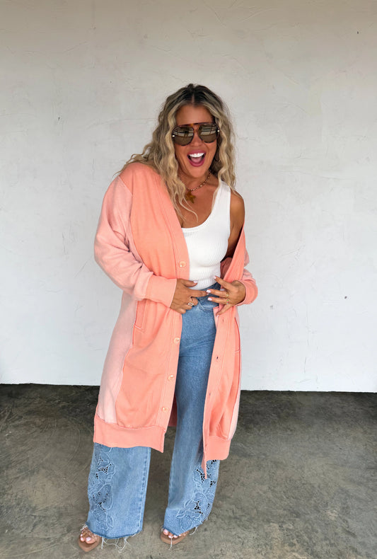 Sweatshirt Cardigan Peach