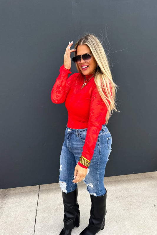 Roxy Red Lace Top