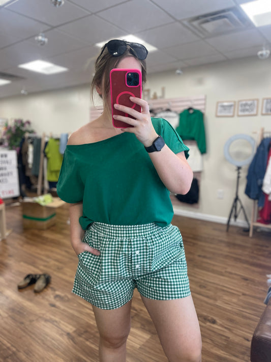 Kelly Green Gingham Boxer Shorts