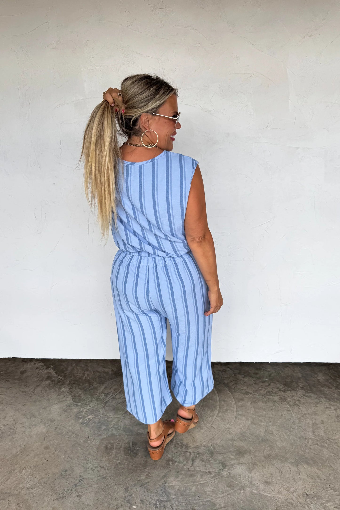 Blue Calabasas Crop Pant Set