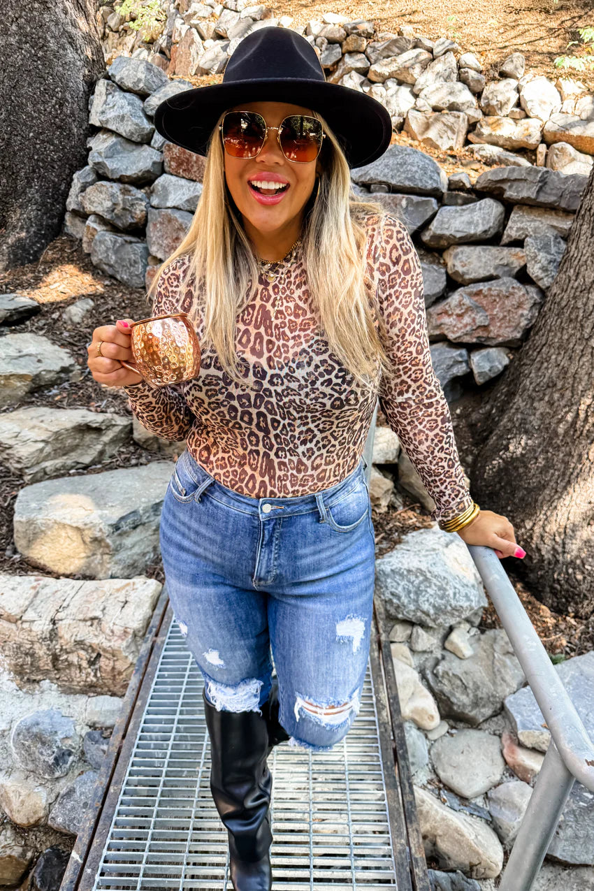 Cheetah Mesh Top
