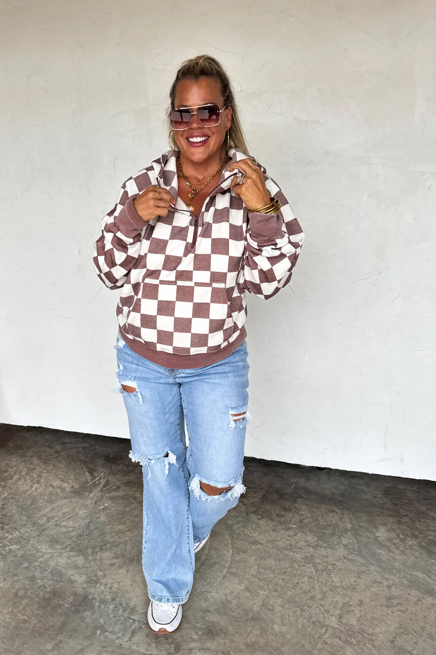 Easy Does It Checker Pullover