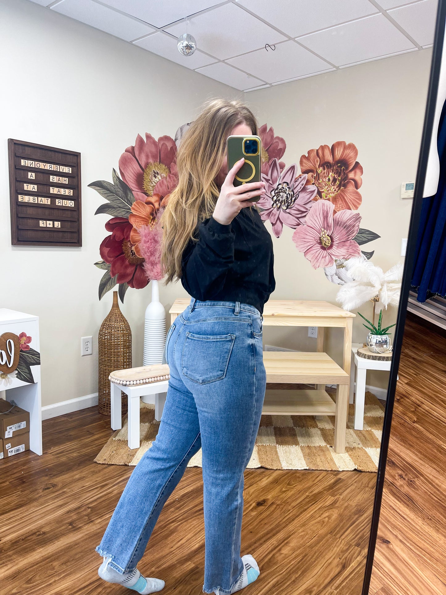 RISEN Tummy Control Straight Jeans