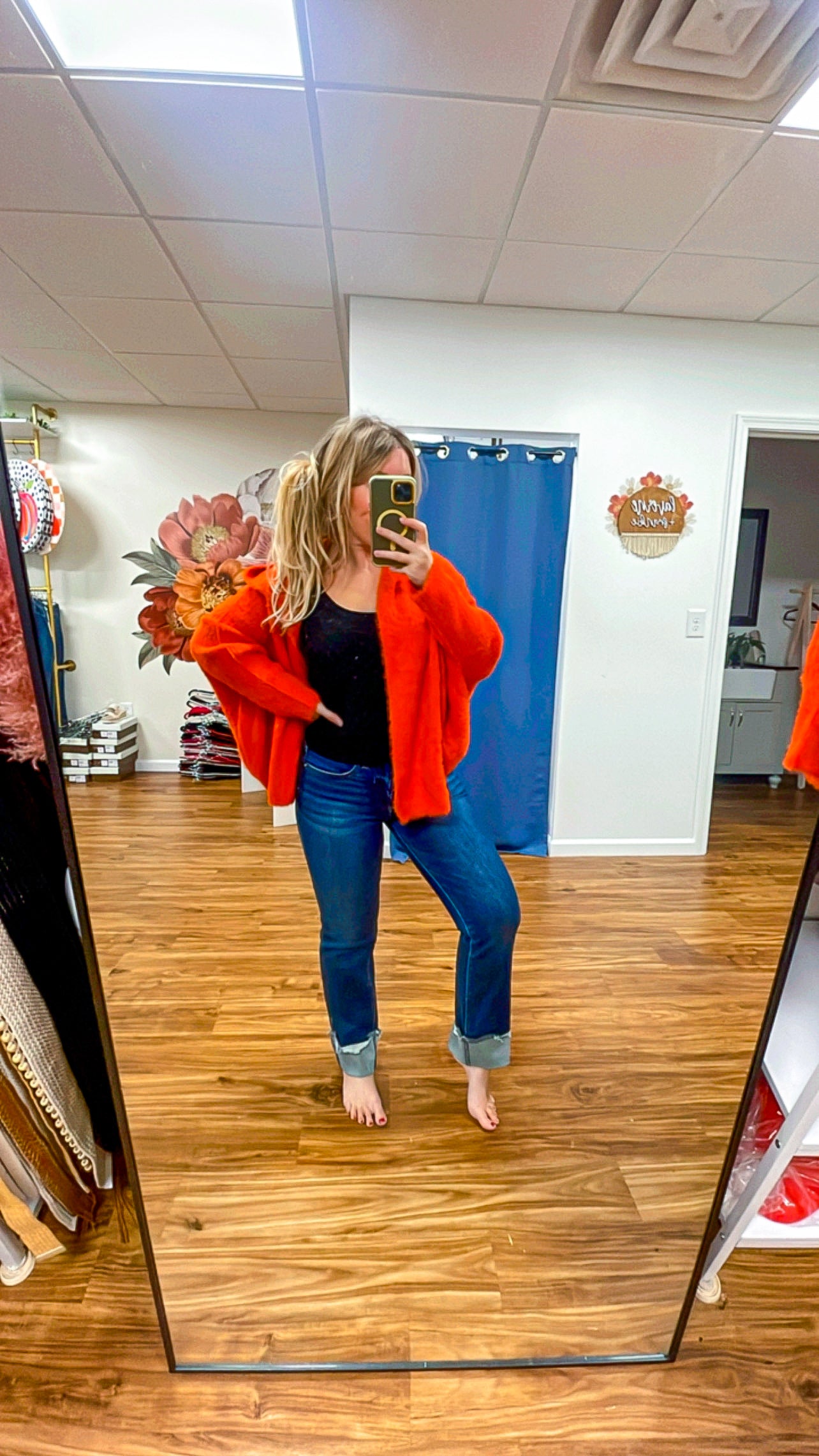 Fuzzy Orange Cardigan