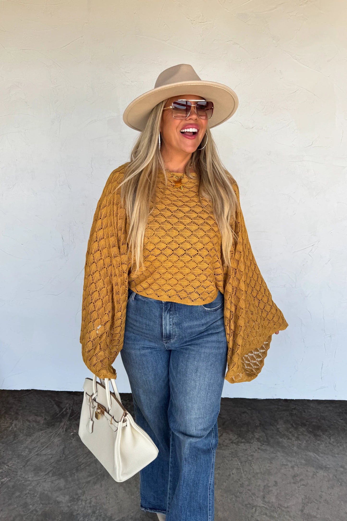 Free Spirit Mustard Bell Sleeve Top