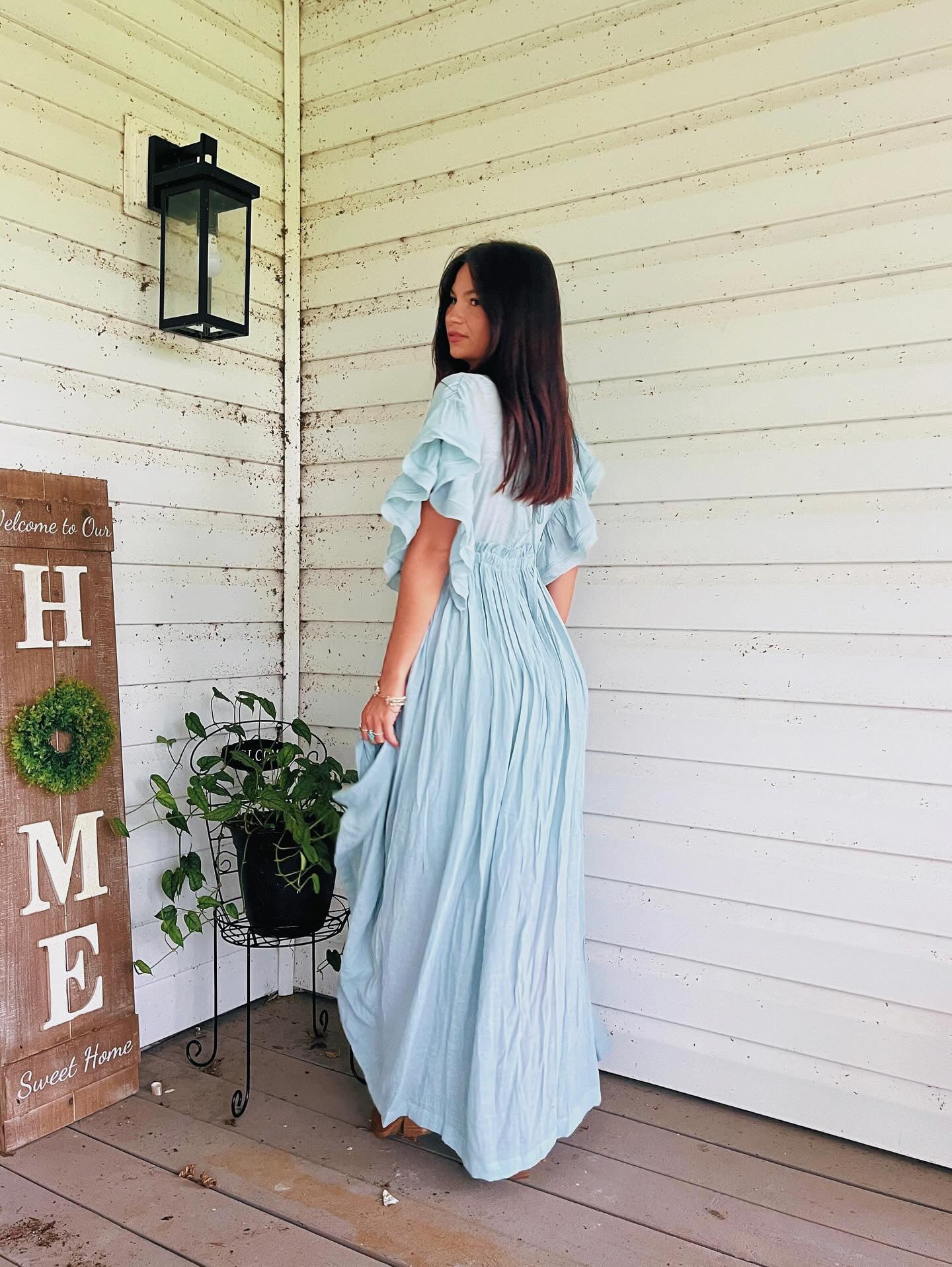 Misty Blue Flowy Maxi Dress