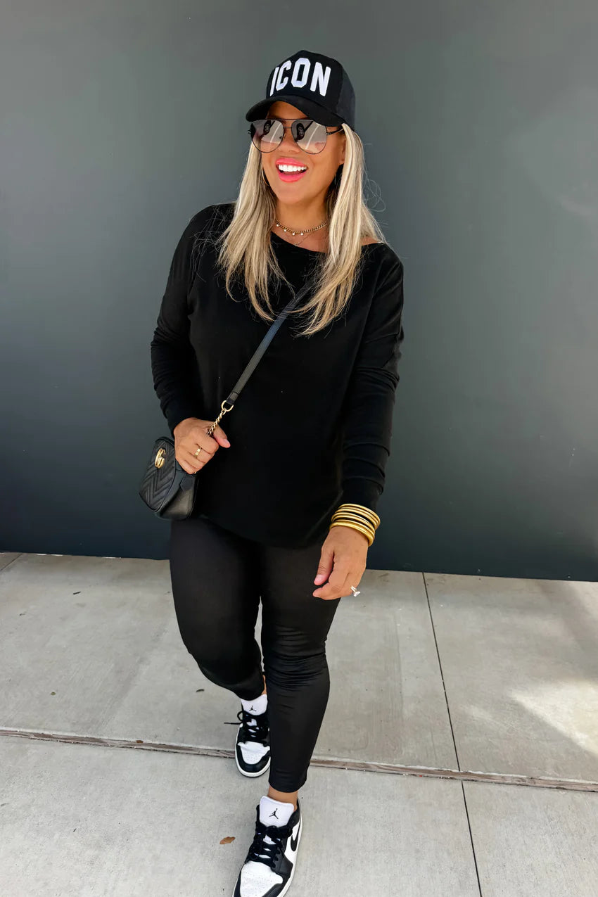 Black Zoey Athleisure Top