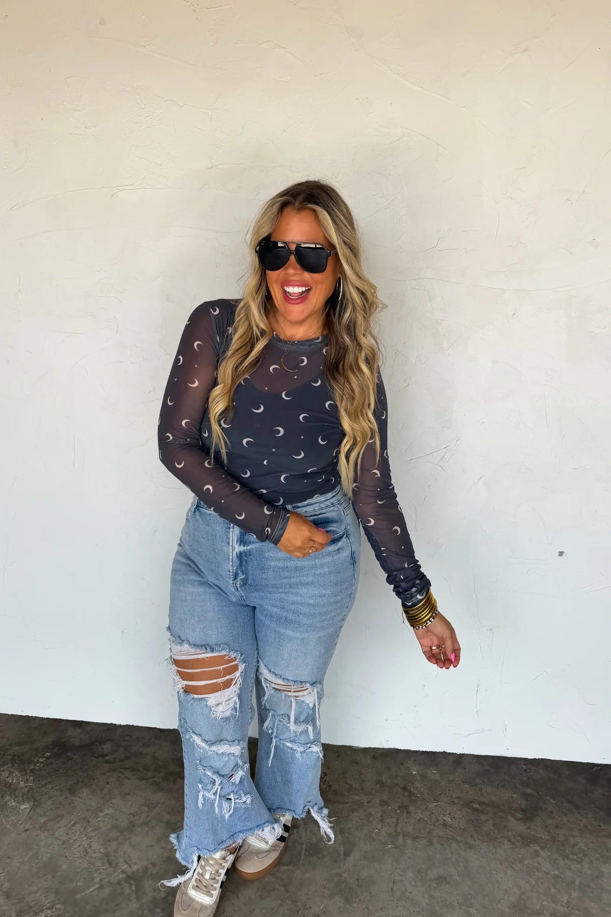 Moon Child Mesh Tops: Moon