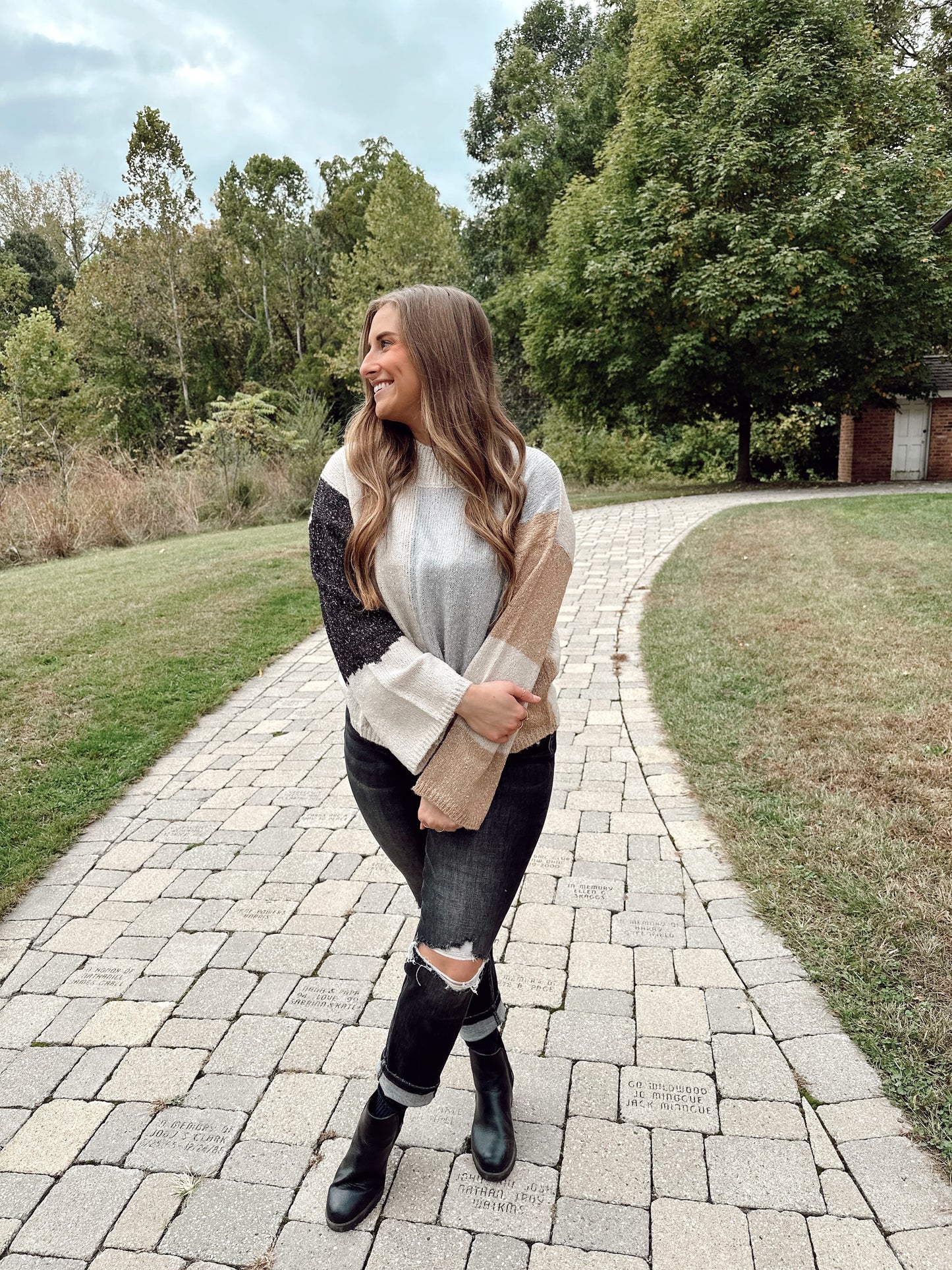Oatmeal Colorblock Knit Pullover