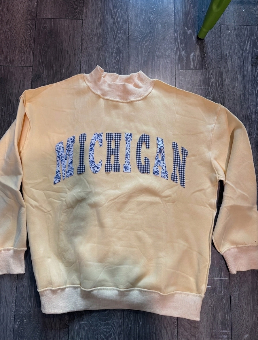 Patchwork Michigan Mockneck