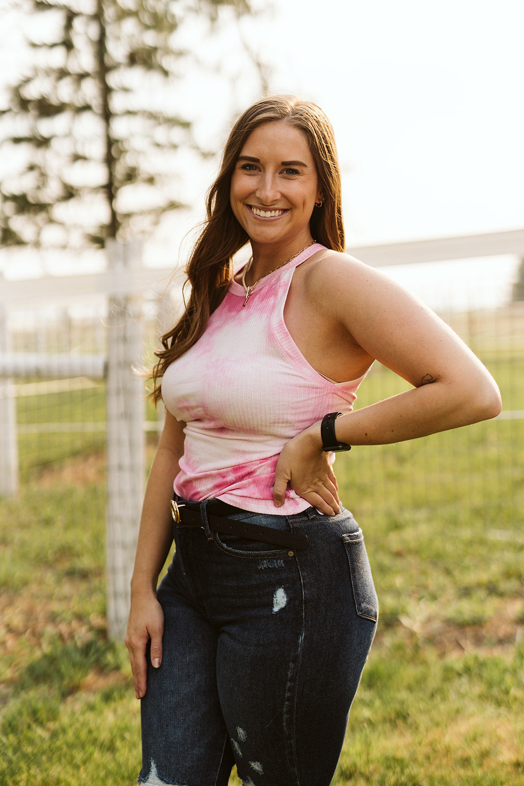 edie tie dye tank pink
