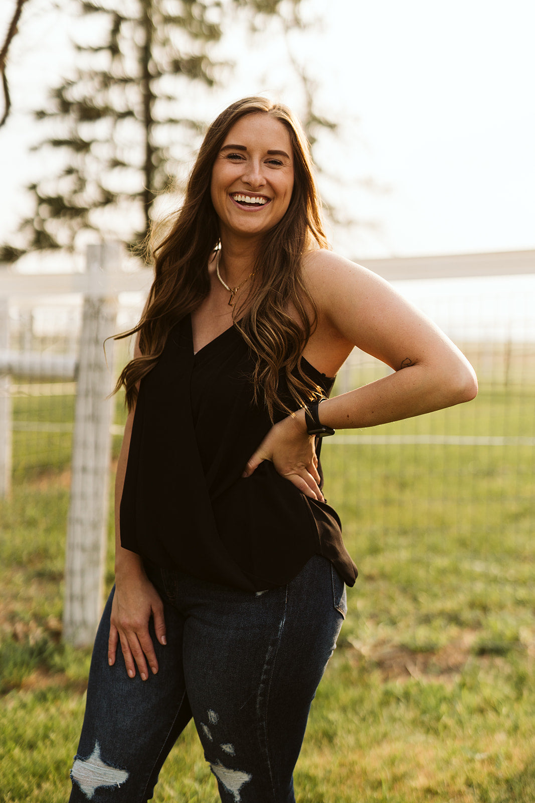 Black Surplice Tank