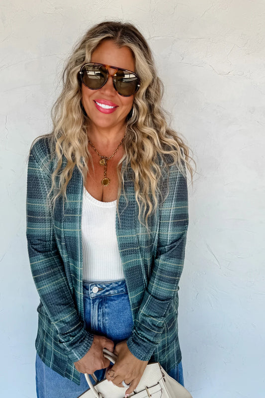 Green Plaid Lola Cardigan