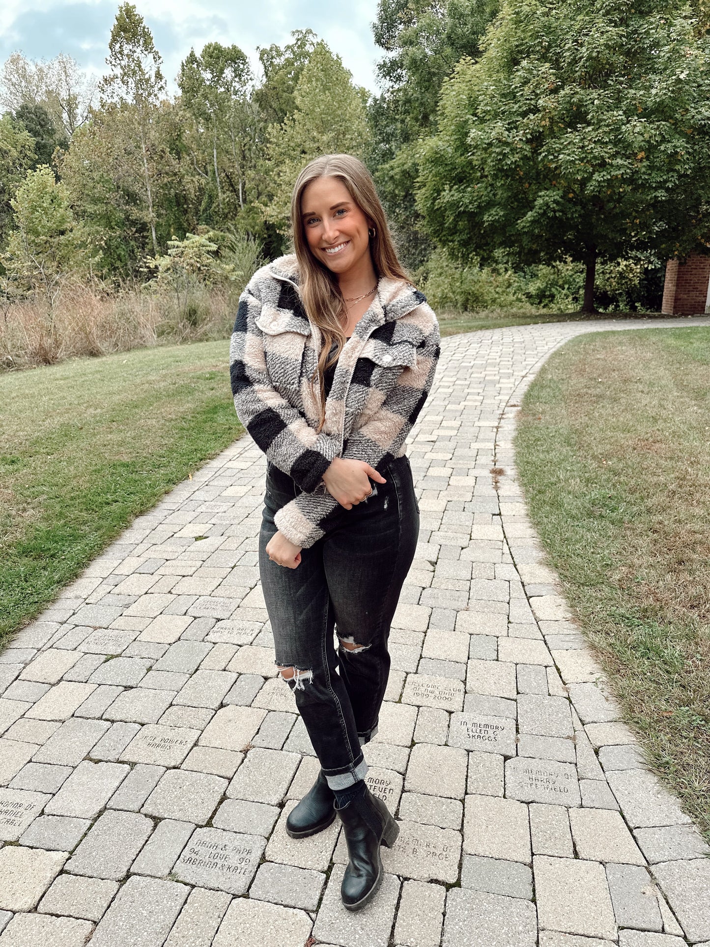 Mauve Flannel Sherpa Zip Up Jacket
