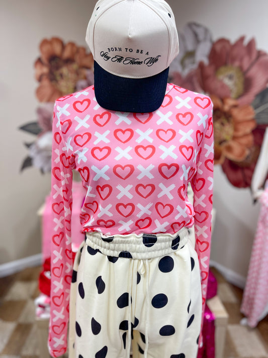 XO Valentine Mesh Top