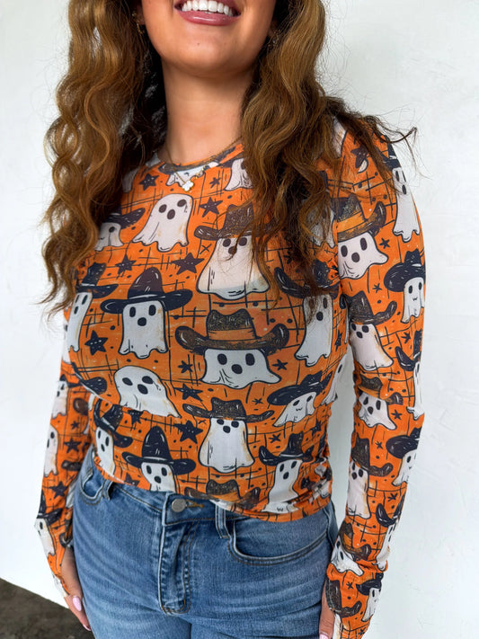 Moon Child Mesh Tops: Cowboy Ghost