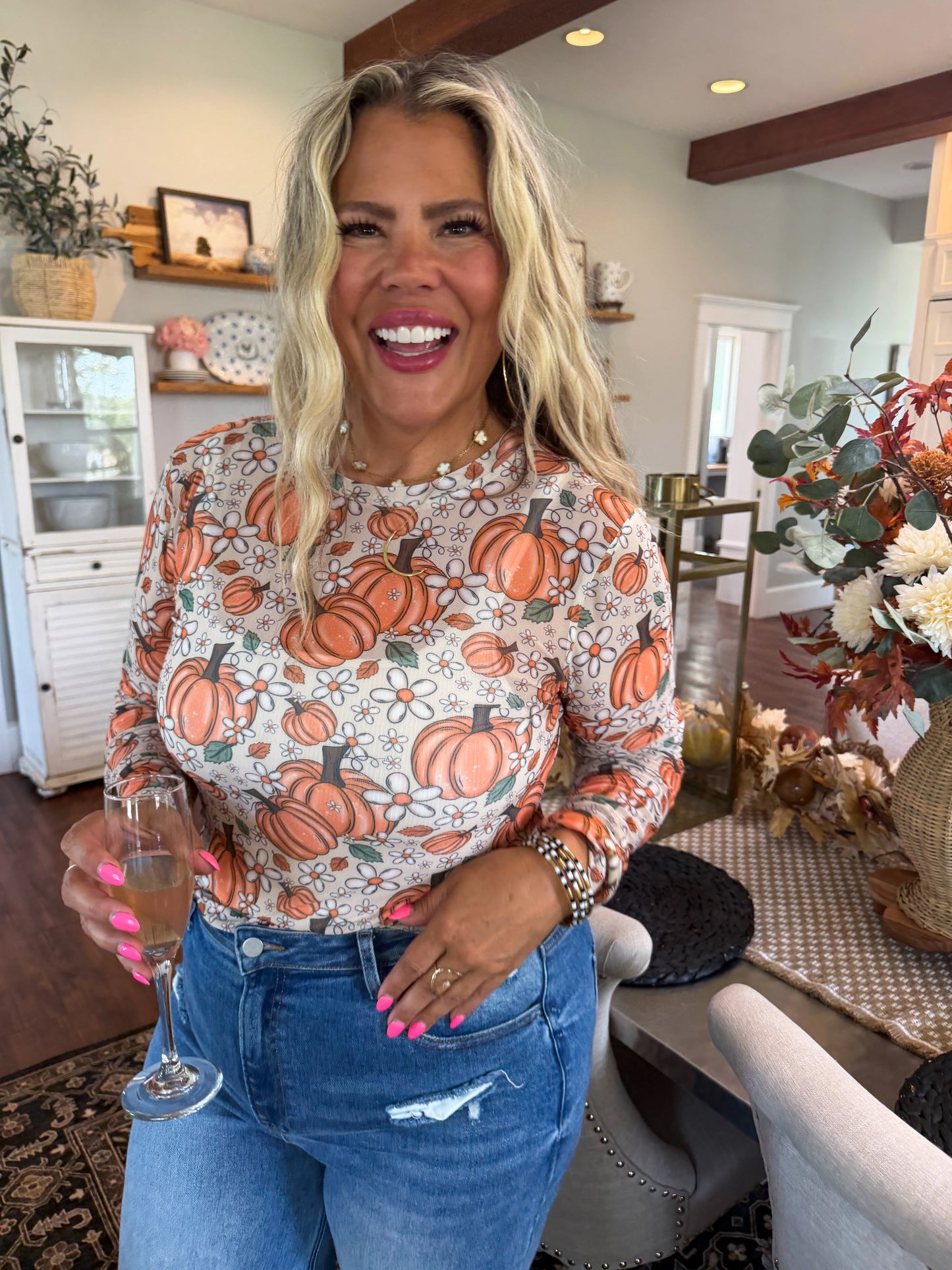 Harvest Bloom Mesh Top