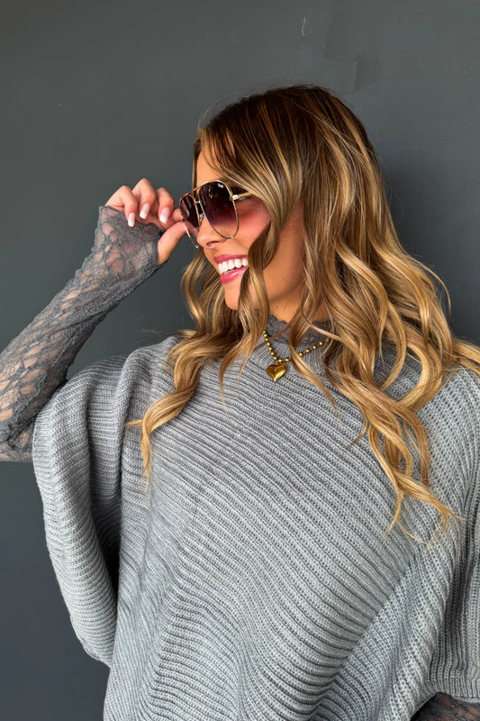 Fall Meg Pullover Poncho in Grey