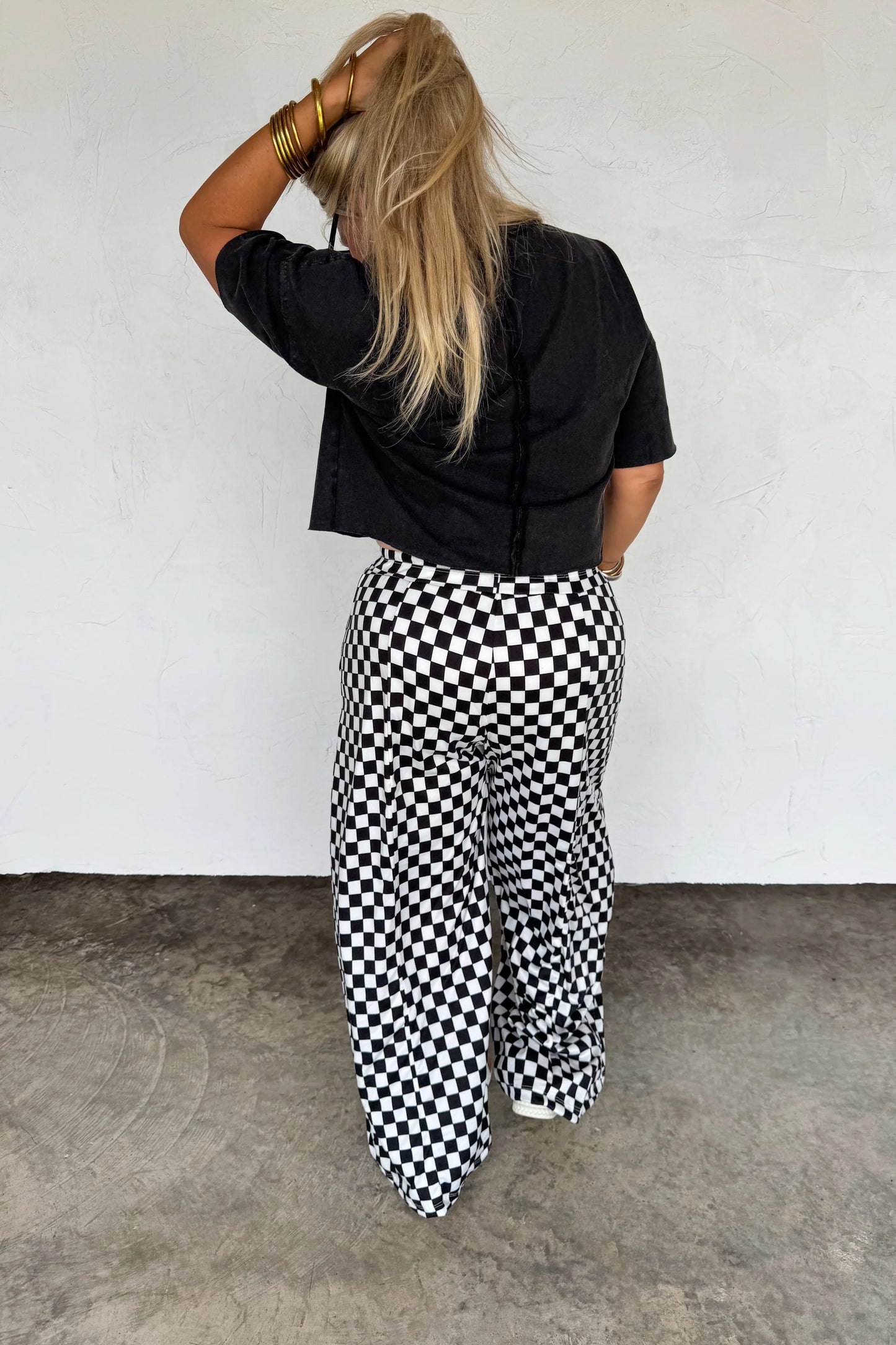 B&W Haddie Wide Leg Checker Pants