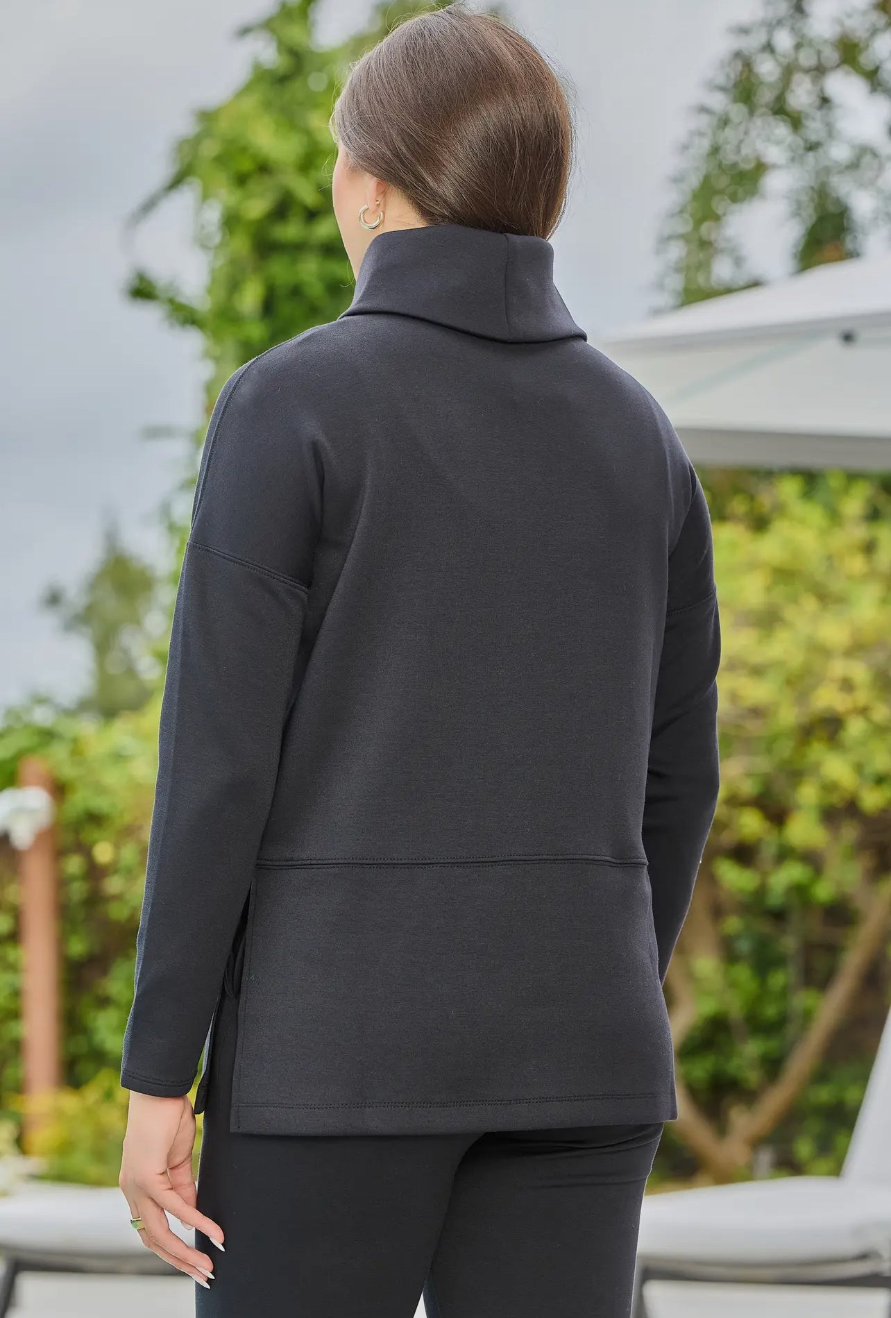 Black Cowl Neck Modal Tunic Top