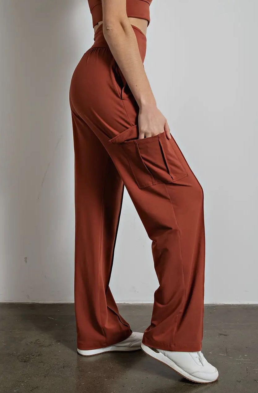 Butter Soft Straight Leg Terracotta Cargo Pants
